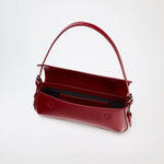 Lina | Glossy Vegan Leather Shoulder Bag – Sleek Flap & Retro Baguette Shape - in Red | Arvea Bags