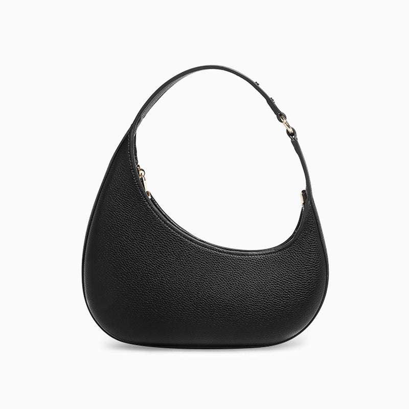 Lina | Minimalist Crescent Vegan Leather Shoulder Bag - in Black | Arvea Bags