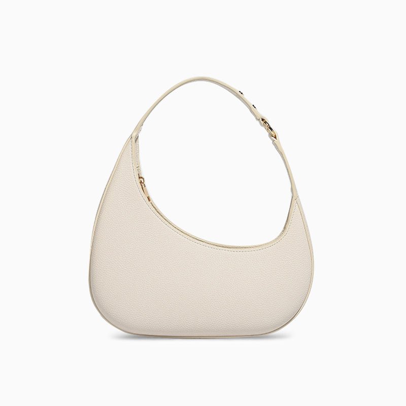 Lina | Minimalist Crescent Vegan Leather Shoulder Bag - in Ivory | Arvea Bags
