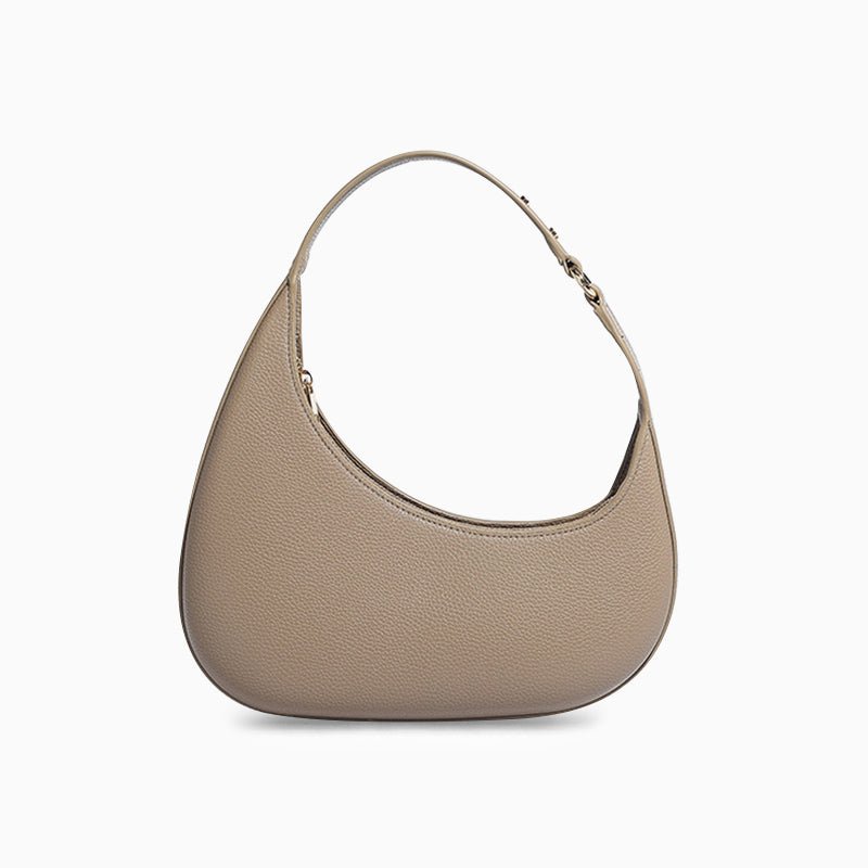 Lina | Minimalist Crescent Vegan Leather Shoulder Bag - in Khaki | Arvea Bags
