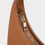 Lina | Minimalist Crescent Vegan Leather Shoulder Bag - in Tan Brown | Arvea Bags