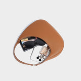 Lina | Minimalist Crescent Vegan Leather Shoulder Bag - in Tan Brown | Arvea Bags