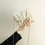 Lioren | Black Soft Pleated Chain Bag – Effortlessly Chic - in Beige | Arvea Bags