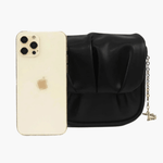 Lioren | Black Soft Pleated Chain Bag – Effortlessly Chic - in Black | Arvea Bags