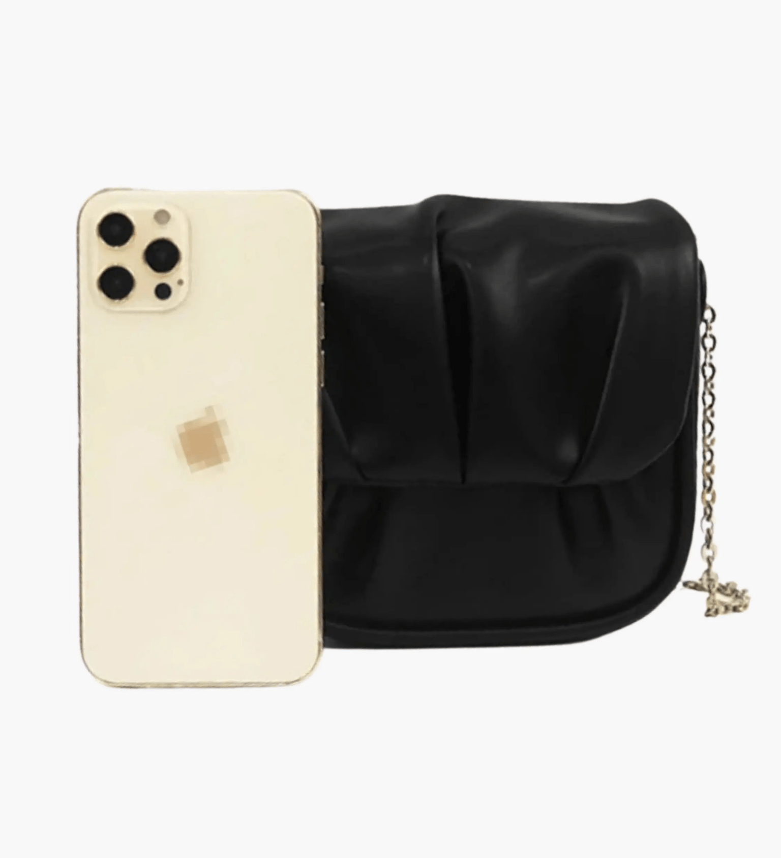 Lioren | Black Soft Pleated Chain Bag – Effortlessly Chic - in Black | Arvea Bags