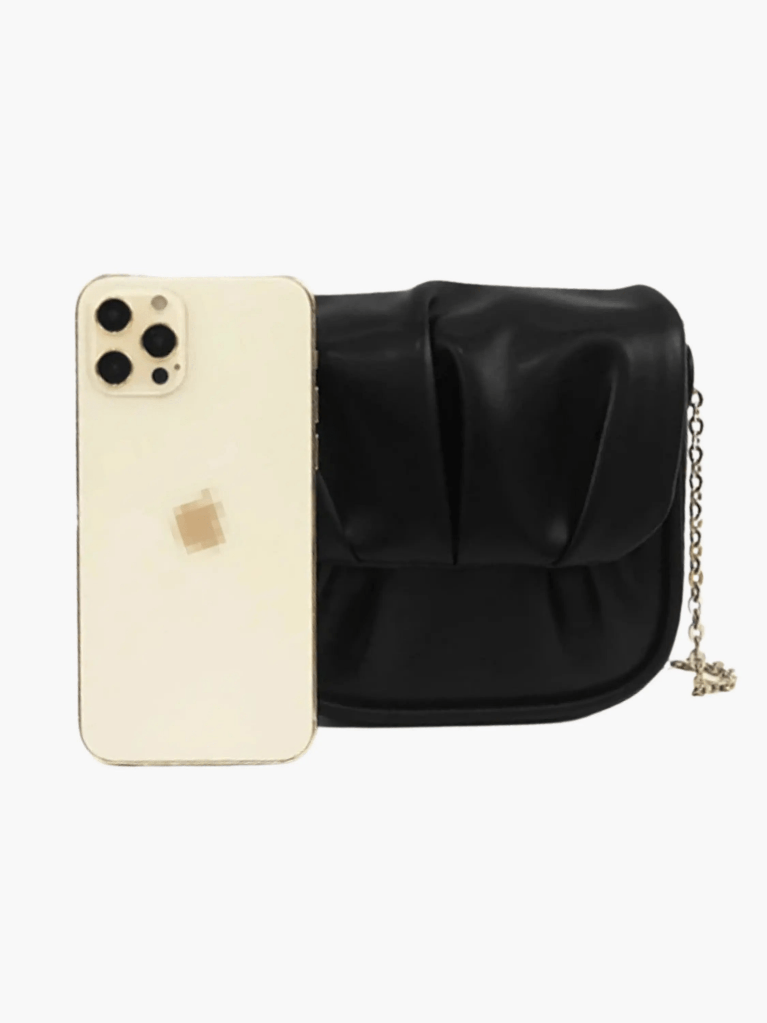 Lioren | Black Soft Pleated Chain Bag – Effortlessly Chic - in Black | Arvea Bags