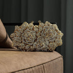 Lioris | Gold Rose Crystal Evening Clutch – Luxurious Bloom - in Gold | Arvea Bags