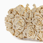Lioris | Gold Rose Crystal Evening Clutch – Luxurious Bloom - in Gold | Arvea Bags