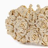 Lioris | Gold Rose Crystal Evening Clutch – Luxurious Bloom - in Gold | Arvea Bags