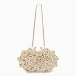 Lioris | Gold Rose Crystal Evening Clutch – Luxurious Bloom - in Gold | Arvea Bags