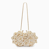 Lioris | Gold Rose Crystal Evening Clutch – Luxurious Bloom - in Gold | Arvea Bags