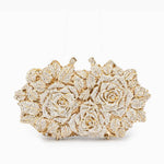 Lioris | Gold Rose Crystal Evening Clutch – Luxurious Bloom - in Gold | Arvea Bags
