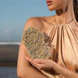 Lioris | Gold Rose Crystal Evening Clutch – Luxurious Bloom - in Gold | Arvea Bags
