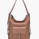 Lirienne | Chic Taupe Convertible Shoulder Bag – Versatile Elegance - in Brown | Arvea Bags