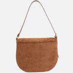 Lise | Chic Brown Suede Effect Shoulder Bag – Elegant Hobo Style with Gold Hardware - in Camel | Arvea Bags