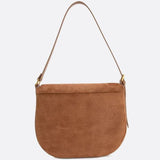 Lise | Chic Brown Suede Effect Shoulder Bag – Elegant Hobo Style with Gold Hardware - in Camel | Arvea Bags