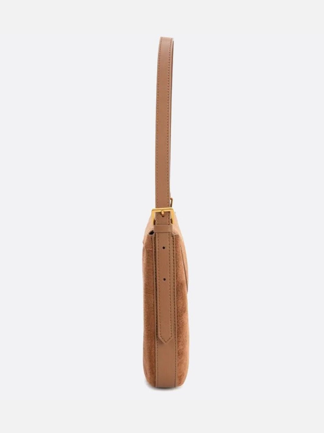 Lise | Chic Brown Suede Effect Shoulder Bag – Elegant Hobo Style with Gold Hardware - in Camel | Arvea Bags