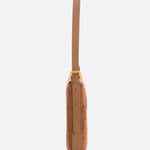Lise | Chic Brown Suede Effect Shoulder Bag – Elegant Hobo Style with Gold Hardware - in Camel | Arvea Bags