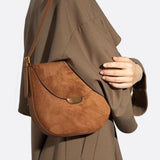 Lise | Chic Brown Suede Effect Shoulder Bag – Elegant Hobo Style with Gold Hardware - in Camel | Arvea Bags