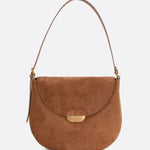 Lise | Chic Brown Suede Effect Shoulder Bag – Elegant Hobo Style with Gold Hardware - in Camel | Arvea Bags