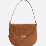 Lise | Chic Brown Suede Effect Shoulder Bag – Elegant Hobo Style with Gold Hardware - in Camel | Arvea Bags