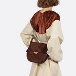 Lise | Chic Brown Suede Effect Shoulder Bag – Elegant Hobo Style with Gold Hardware - in Classic Brown | Arvea Bags