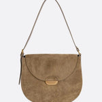 Lise | Chic Brown Suede Effect Shoulder Bag – Elegant Hobo Style with Gold Hardware - in Green | Arvea Bags