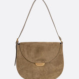 Lise | Chic Brown Suede Effect Shoulder Bag – Elegant Hobo Style with Gold Hardware - in Green | Arvea Bags