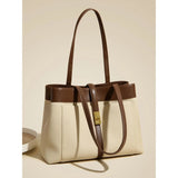 Livia | Elegant Black Leather Tote Bag for Women – Large Shoulder Bag with Gold Lock - in Black | Arvea Bags