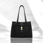 Livia | Elegant Black Leather Tote Bag for Women – Large Shoulder Bag with Gold Lock - in Black | Arvea Bags