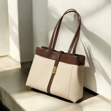 Livia | Elegant Black Leather Tote Bag for Women – Large Shoulder Bag with Gold Lock - in Off - White | Arvea Bags