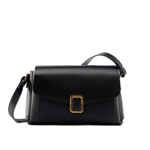 Lois Flap Shoulder Bag with Buckle - Elegant & Versatile - in Black | Arvea Bags