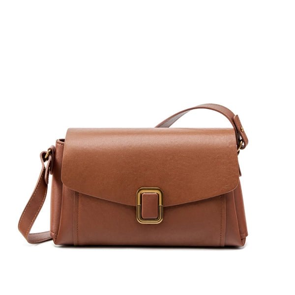 Lois Flap Shoulder Bag with Buckle - Elegant & Versatile - in Classic Brown | Arvea Bags