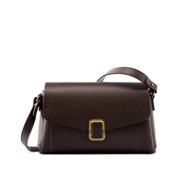 Lois Flap Shoulder Bag with Buckle - Elegant & Versatile - in Coffee | Arvea Bags