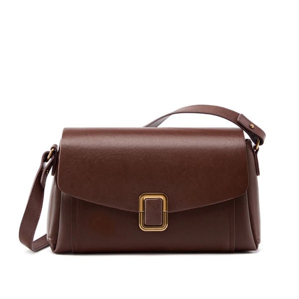 Lois Flap Shoulder Bag with Buckle - Elegant & Versatile - in Dark Brown | Arvea Bags