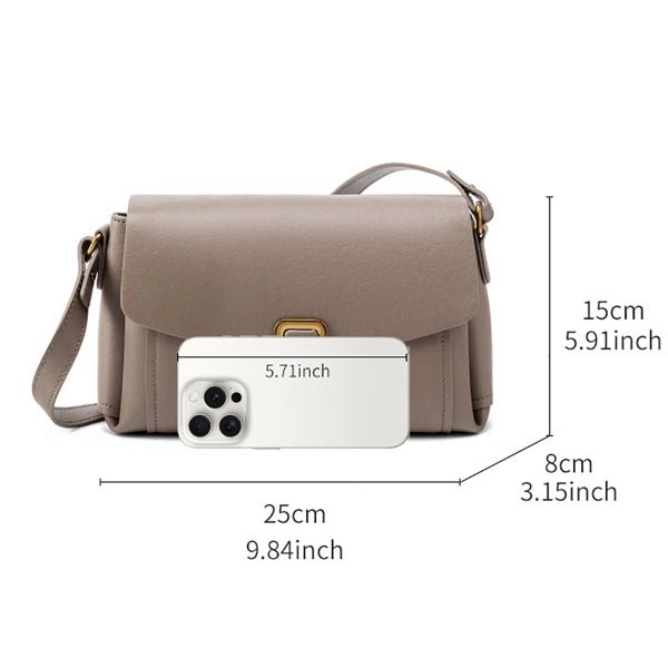Lois Flap Shoulder Bag with Buckle - Elegant & Versatile - in Grey | Arvea Bags