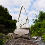 Lois Flap Shoulder Bag with Buckle - Elegant & Versatile - in Off White | Arvea Bags