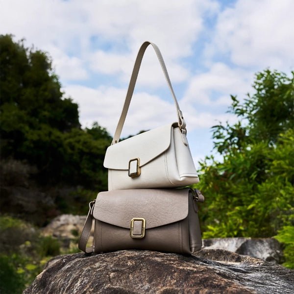 Lois Flap Shoulder Bag with Buckle - Elegant & Versatile - in Off White | Arvea Bags