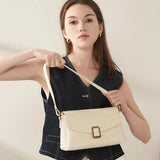 Lois Flap Shoulder Bag with Buckle - Elegant & Versatile - in Off White | Arvea Bags