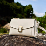 Lois Flap Shoulder Bag with Buckle - Elegant & Versatile - in Off White | Arvea Bags