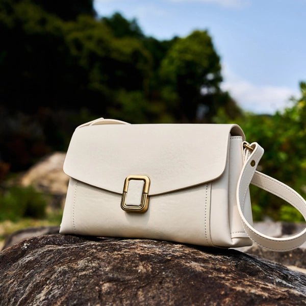 Lois Flap Shoulder Bag with Buckle - Elegant & Versatile - in Off White | Arvea Bags