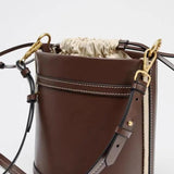 Lou | Brown Vegan Leather Bucket Bag with Drawstring Closure - in Deep Brown | Arvea Bags