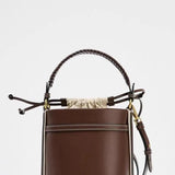 Lou | Brown Vegan Leather Bucket Bag with Drawstring Closure - in Deep Brown | Arvea Bags