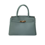 Lou Classic Leather Handbag – Timeless, Structured & Elegant - in Aqua Green | Arvea Bags