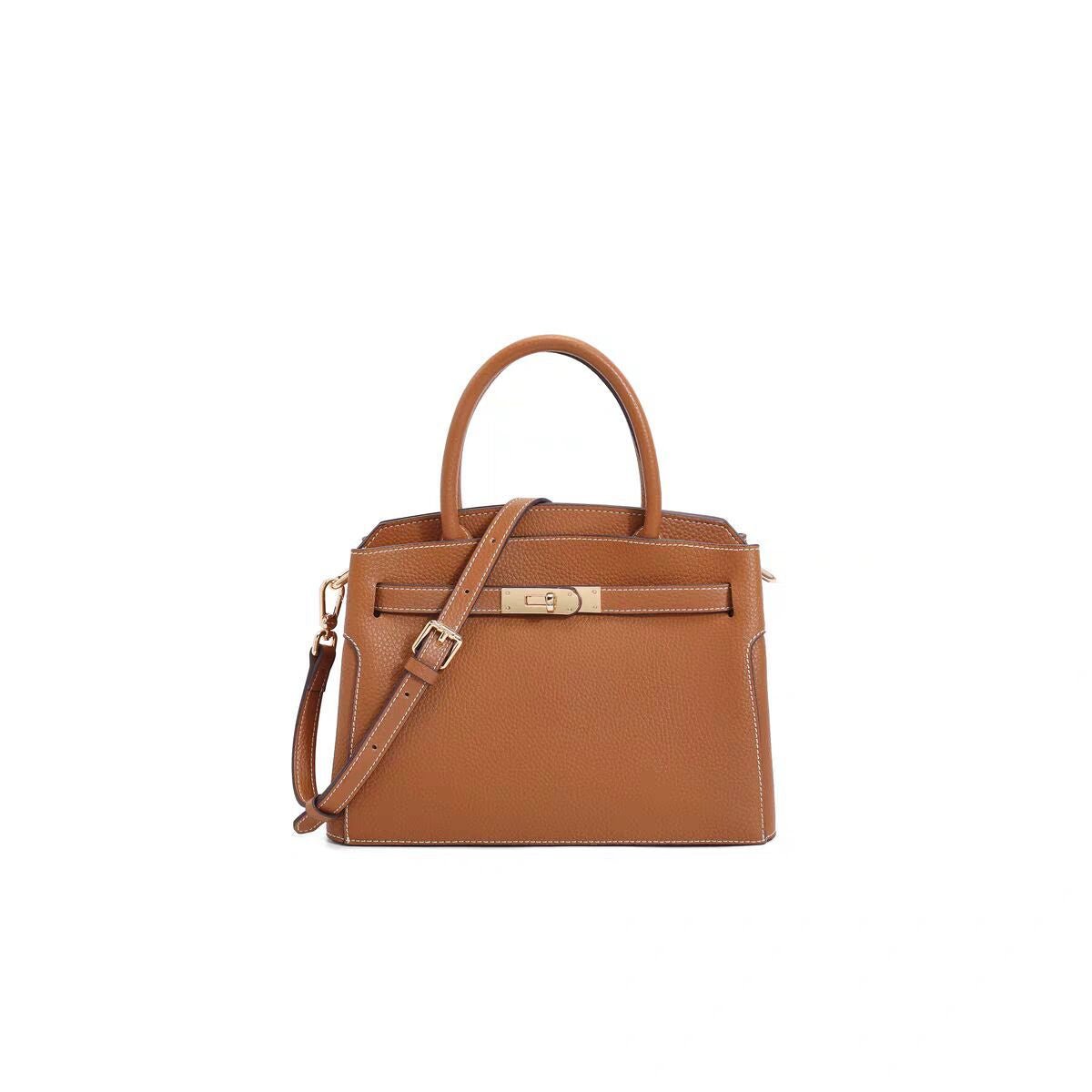Lou Classic Leather Handbag – Timeless, Structured & Elegant - in Classic Brown | Arvea Bags