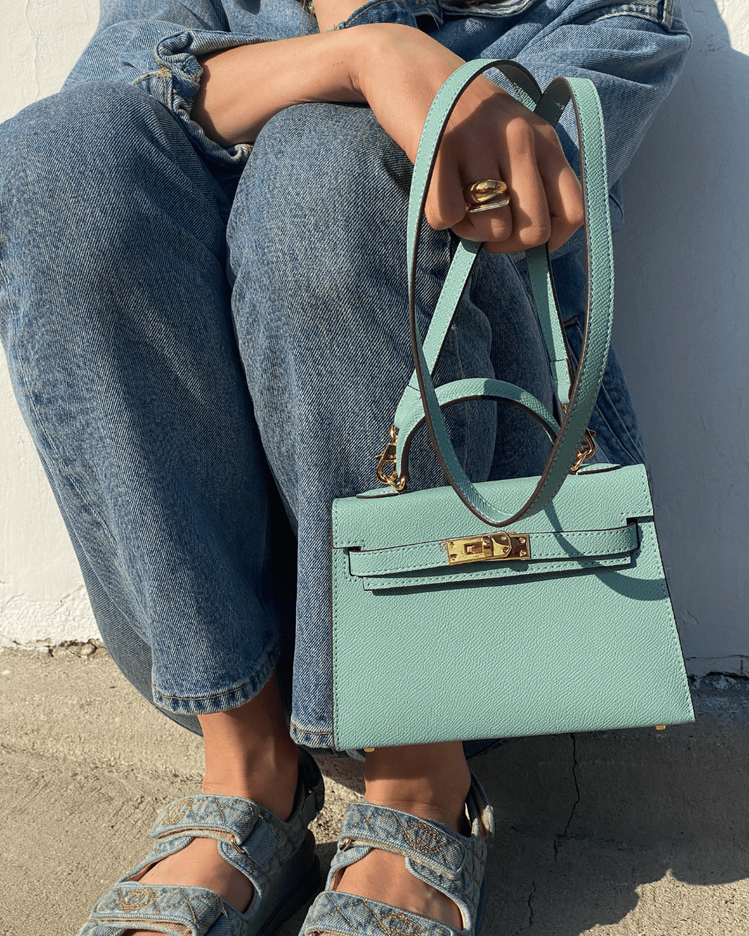 Lovellas Petite Top - Handle Leather Bag – Elegant Structured Satchel - in Blue | Arvea Bags