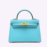 Lovellas Petite Top - Handle Leather Bag – Elegant Structured Satchel - in Blue | Arvea Bags