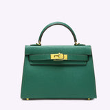 Lovellas Petite Top - Handle Leather Bag – Elegant Structured Satchel - in Green | Arvea Bags