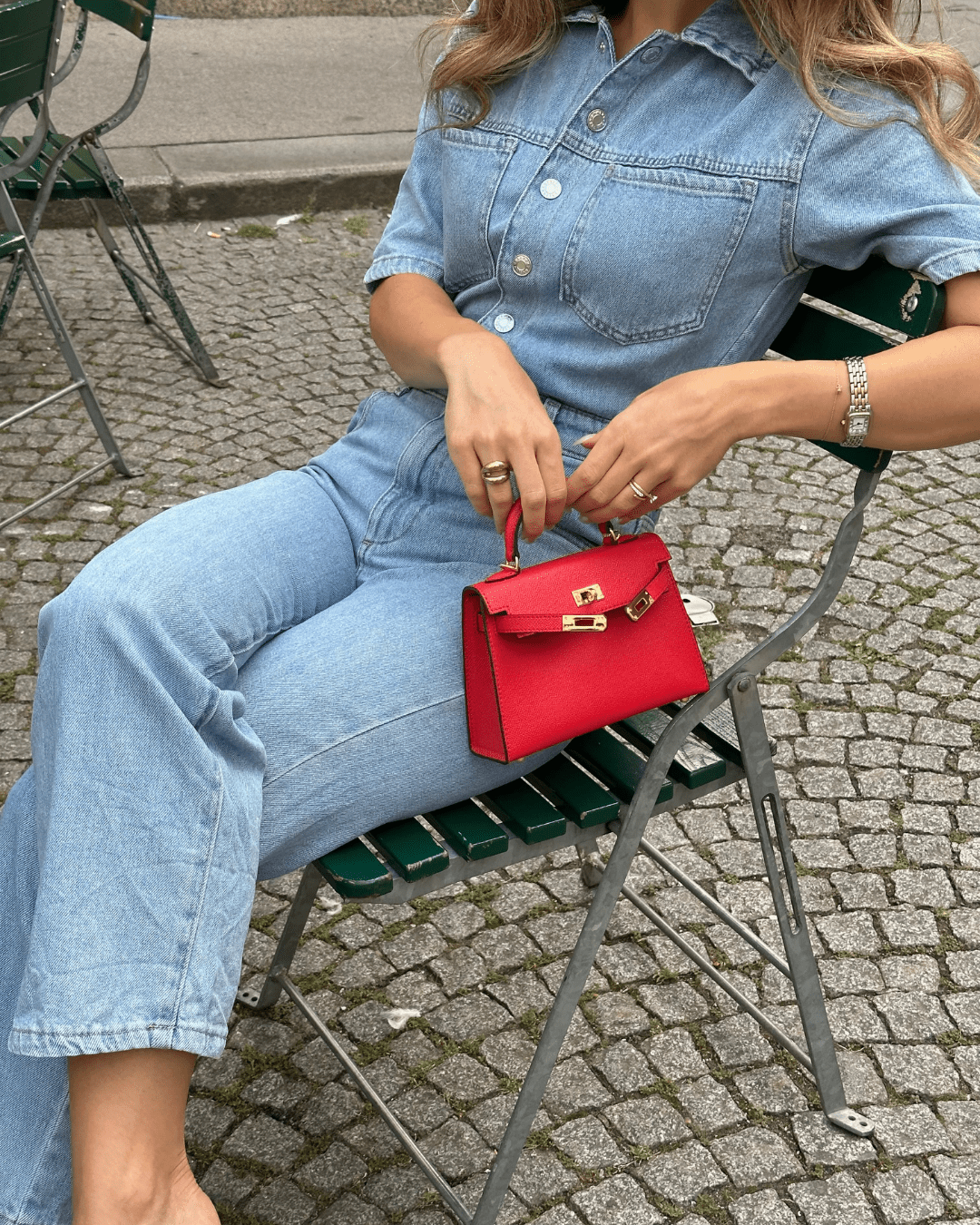Lovellas Petite Top - Handle Leather Bag – Elegant Structured Satchel - in Red | Arvea Bags