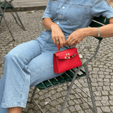 Lovellas Petite Top - Handle Leather Bag – Elegant Structured Satchel - in Red | Arvea Bags